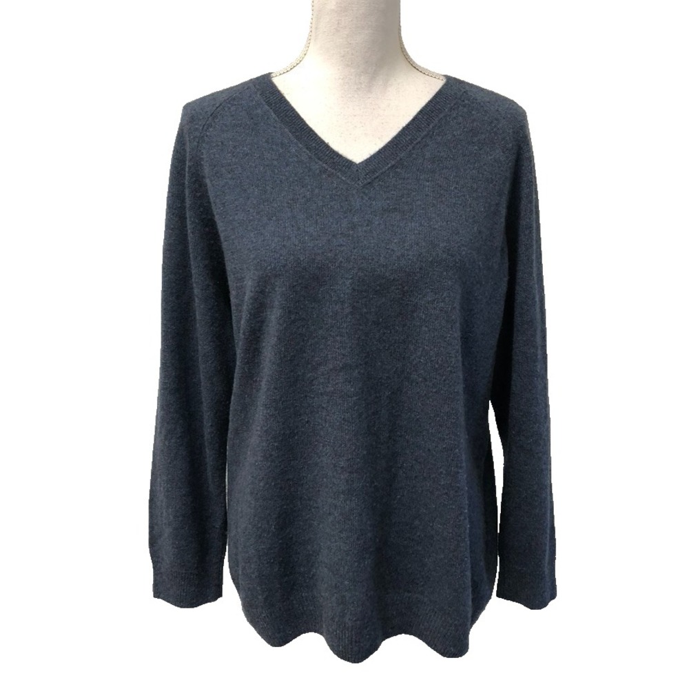 Alexandra Golovanoff Cashmere Sweater Jumper‎ Womens Large Blue  V Neck Pullover